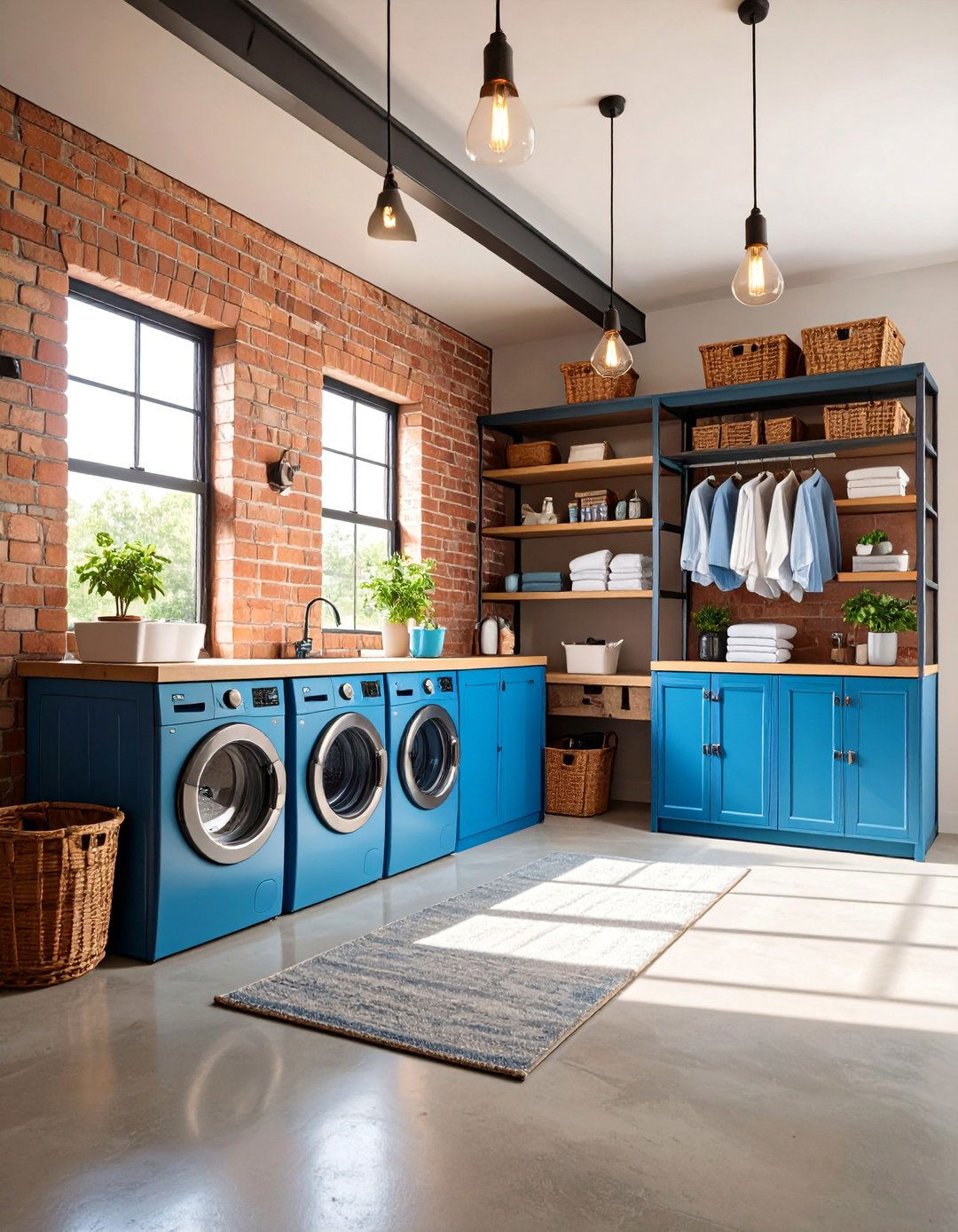Industrial Vintage Laundry Room with Exposed Metal Fixtures - 25 Vintage Laundry Room Decor Ideas