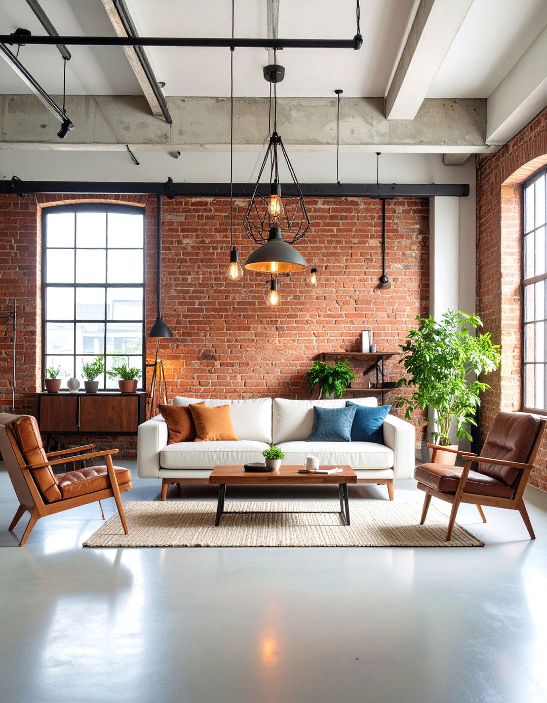 Industrial White Living Room with Metal Elements - 25 White Living Room Ideas