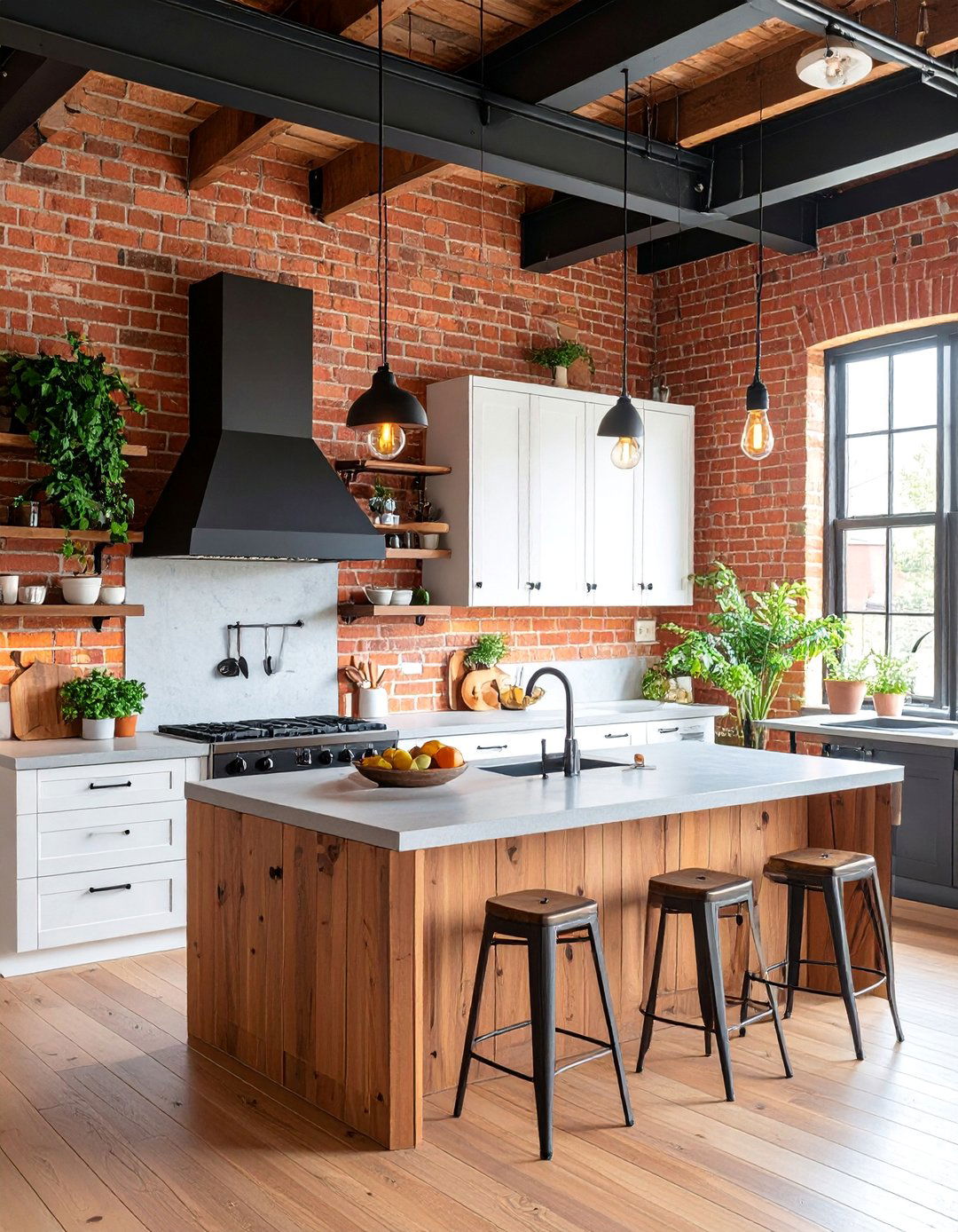 Industrial White Oak Kitchen with Steel and Concrete - 25 Kitchens With White Oak Cabinets