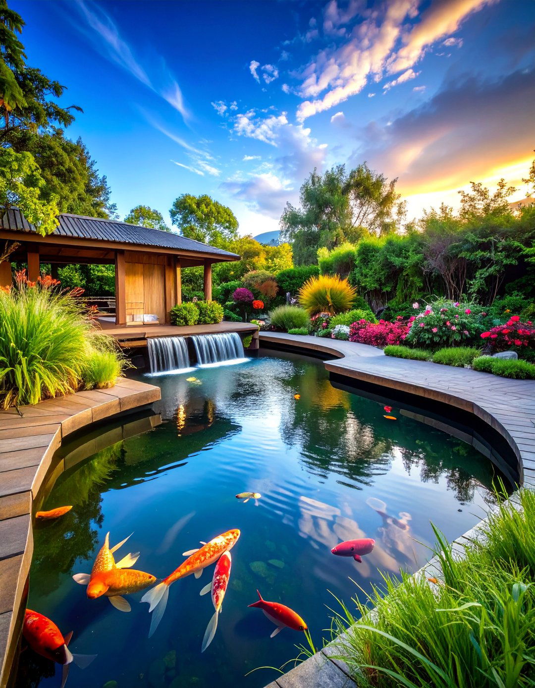 Infinity Edge Fish Pond with Waterfall - 25 Fish Pond Ideas