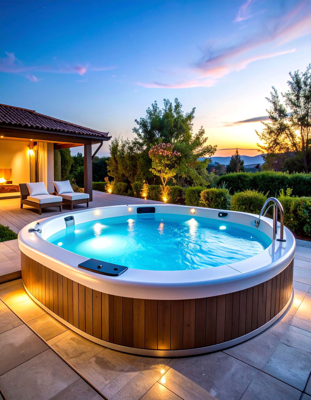 Infinity Edge Sunken Hot Tub with Rim Flow Technology - 25 Sunken Hot Tub Ideas