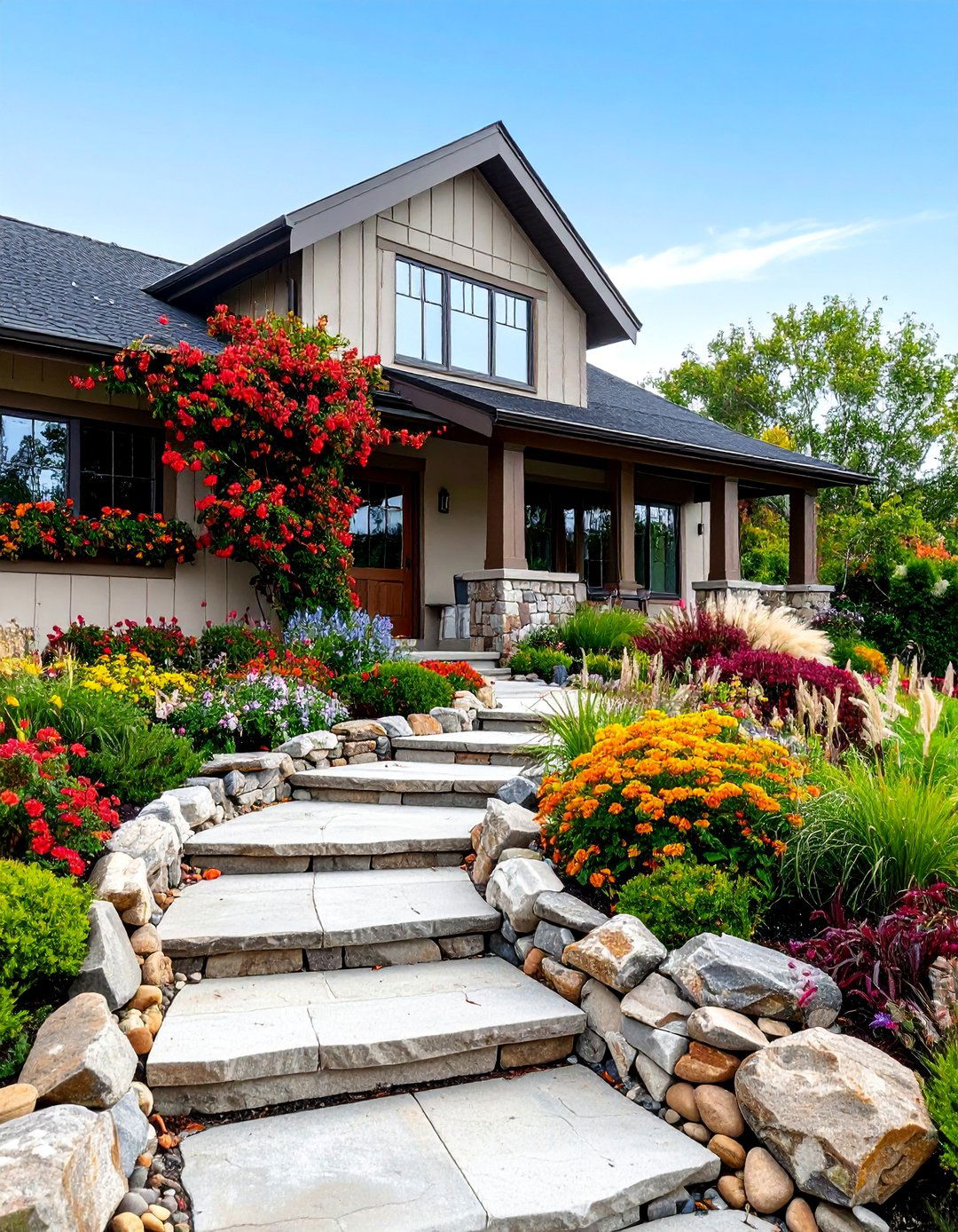Informal Curved Naturalistic Garden - 25 Front Yard Texas Flower Bed Ideas