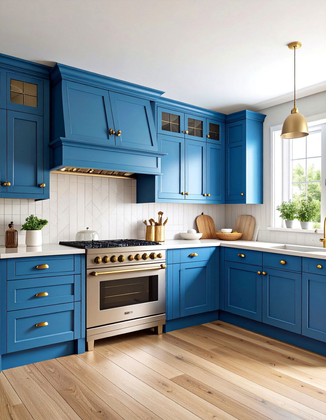 Inset Blue Shaker Cabinets with Traditional Details - 25 blue farmhouse kitchen cabinets