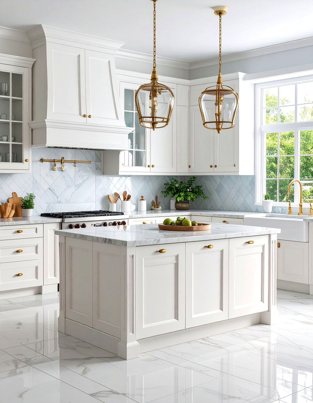 Inset White Cabinets with Antique Brass Cup Pulls - 25 White Kitchen Cabinets With Gold Hardwar