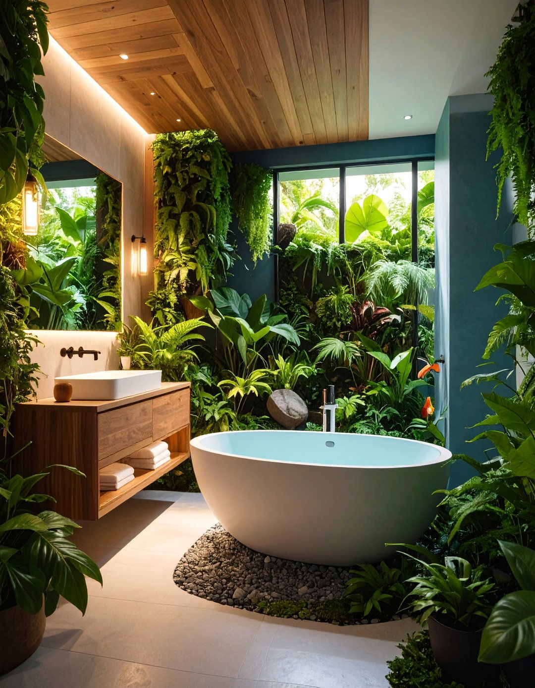 Integrated Indoor Garden Bathroom Sanctuary - 25 Natural Bathroom Ideas