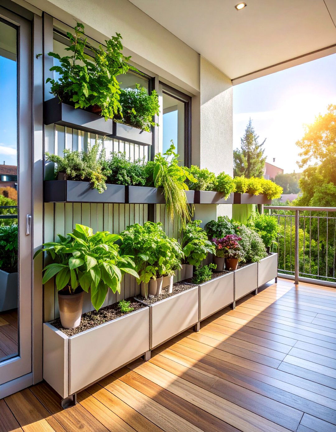 Integrated Planter Privacy Wall with Irrigation System - 25 Balcony Privacy Ideas