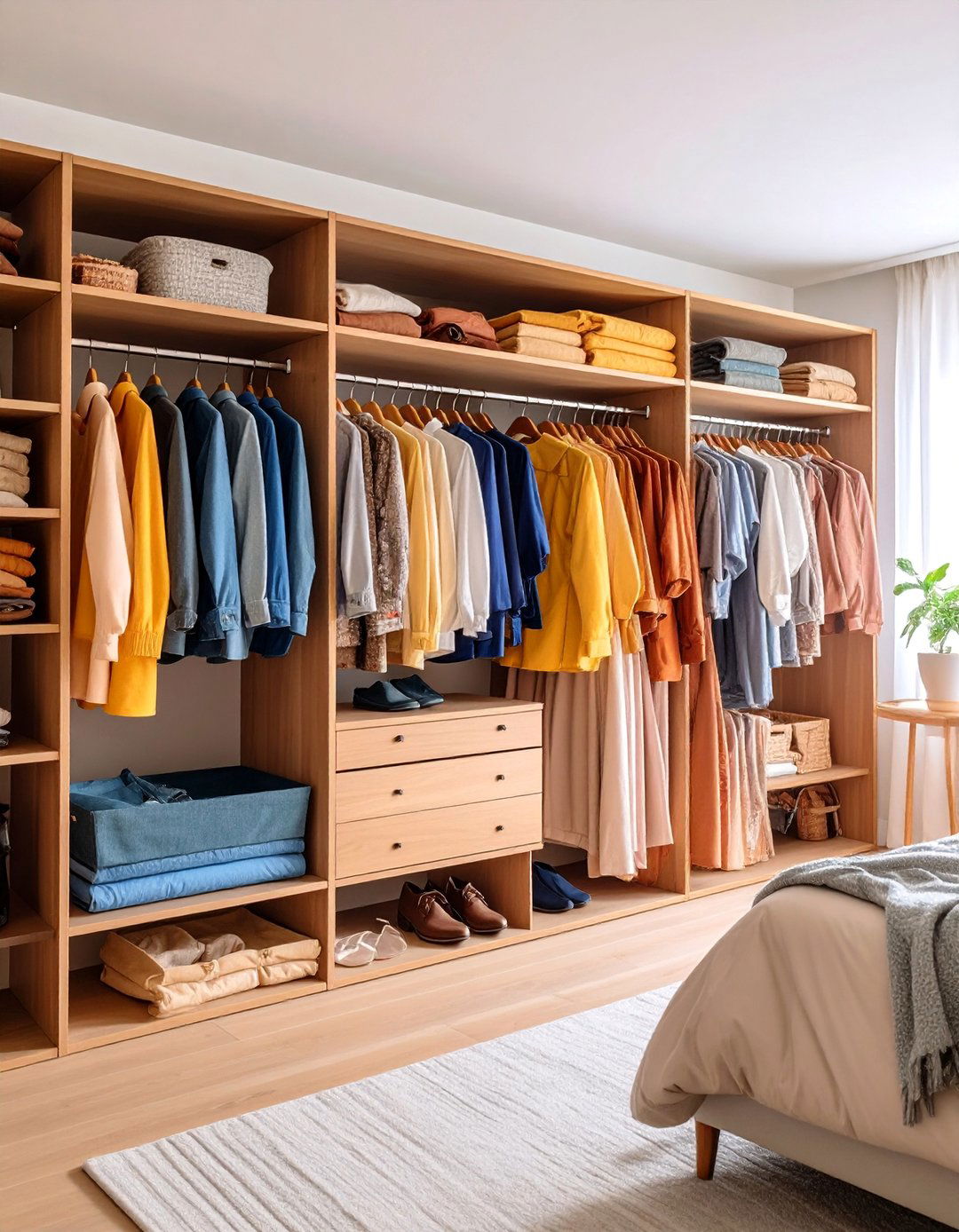 Integrated Wardrobe Shelving System - 25 Bedroom Shelving Ideas