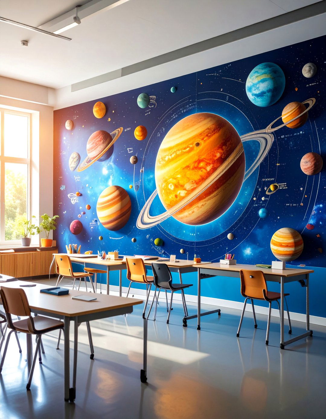 Interactive Science Solar System Mural - 25 School Mural Ideas