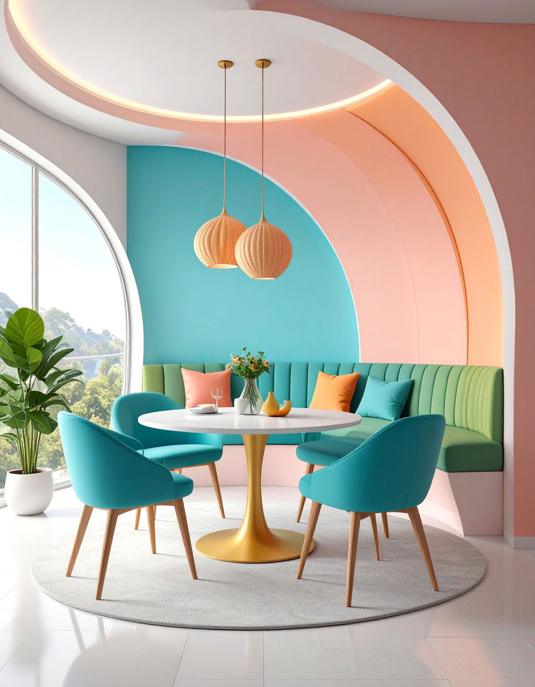 Intimate Dining Alcove with Curved Walls - 25 Mid-century Modern Dining Rooms