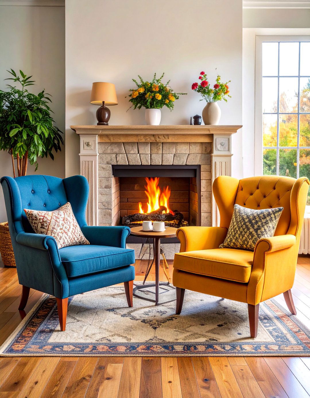 Intimate Two Chair Fireplace Seating - 25 Fireplace Seating Ideas