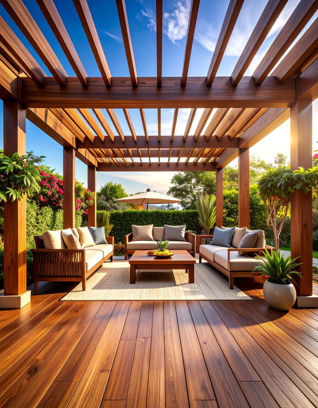 Ipe Wood Pergola Luxury Deck - 25 Pergola Flooring Ideas