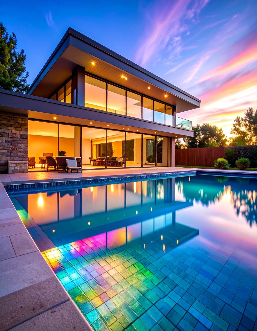 Iridescent Glass Subway Tile Waterline - 25 Waterline Pool Tile Ideas