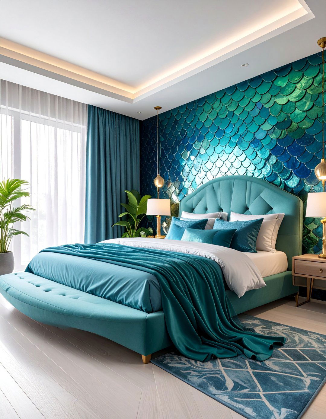 Iridescent Scale Wall Mermaid Bedroom - 25 Underwater Mermaid Bedroom Ideas