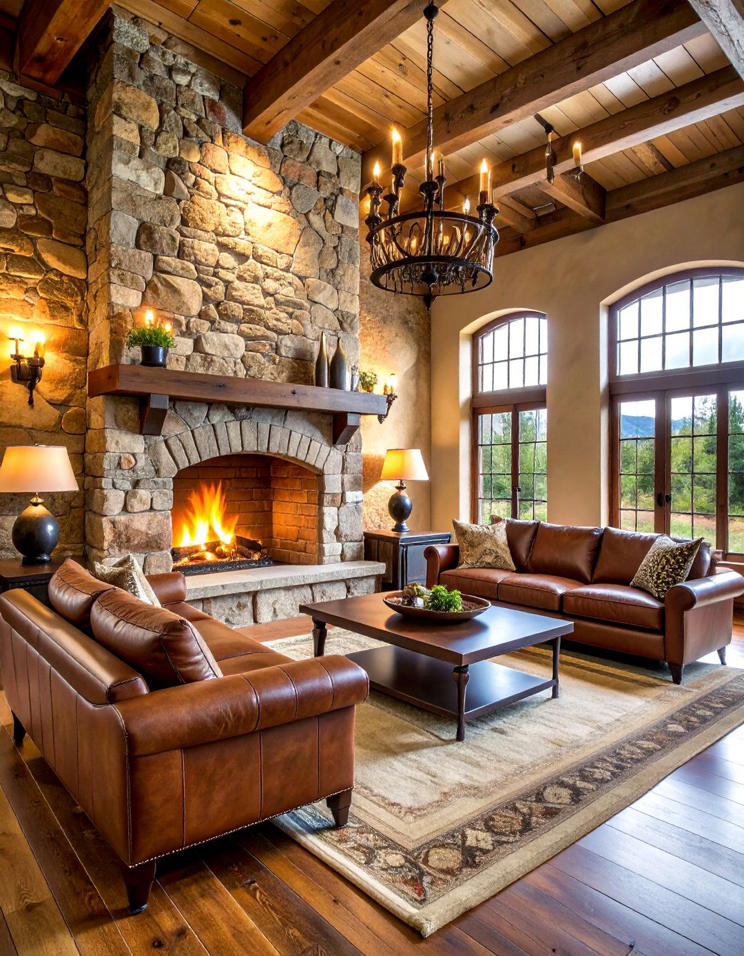 Iron and Stone Fireplace Room - 25 Cowboy Room Decor Ideas