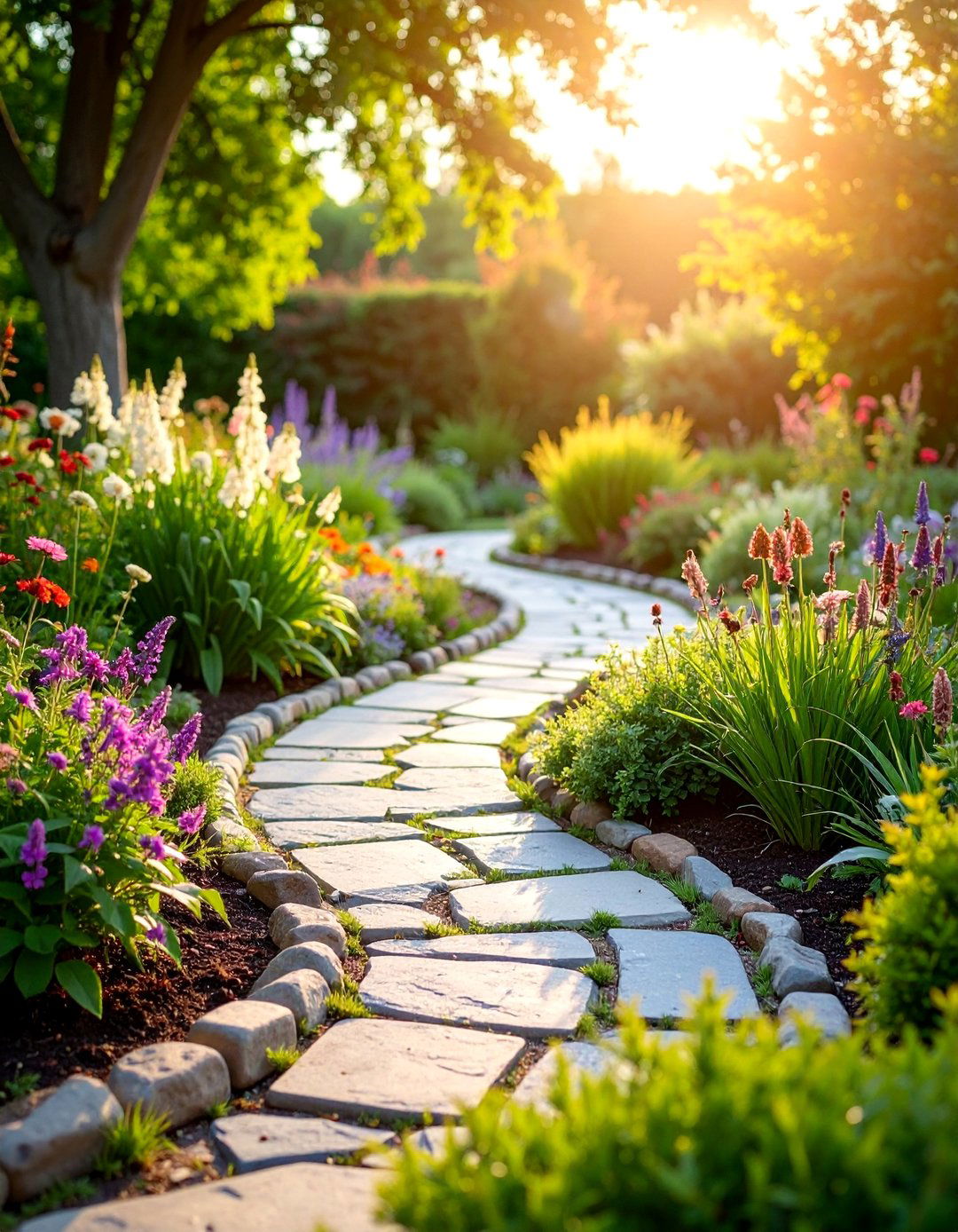 Irregular Bluestone Walkway with Natural Stone Edging - 25 Bluestone Walkway Ideas