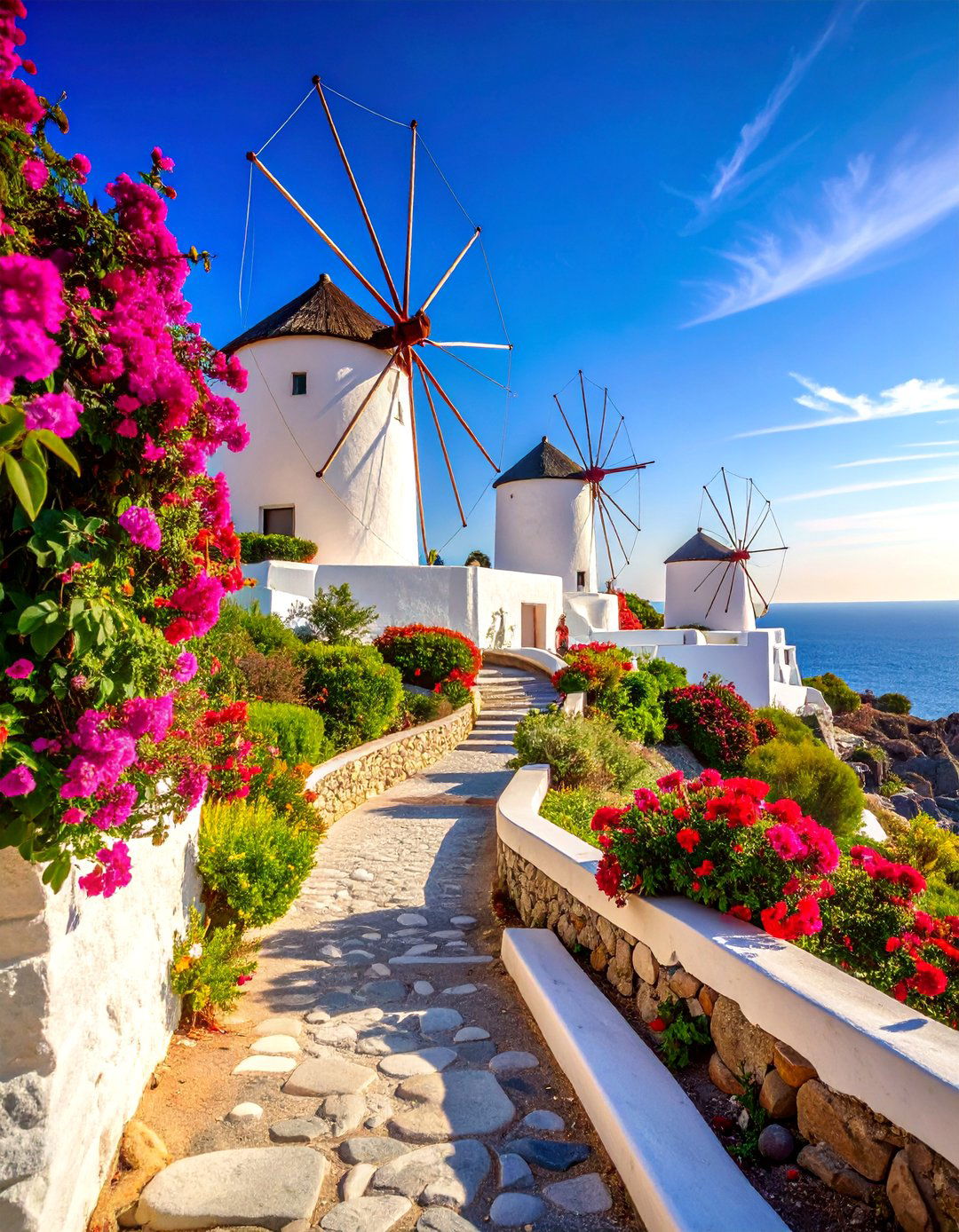 Island Windmill Garden with Drought Tolerant Plantings - 25 Greek Garden Ideas