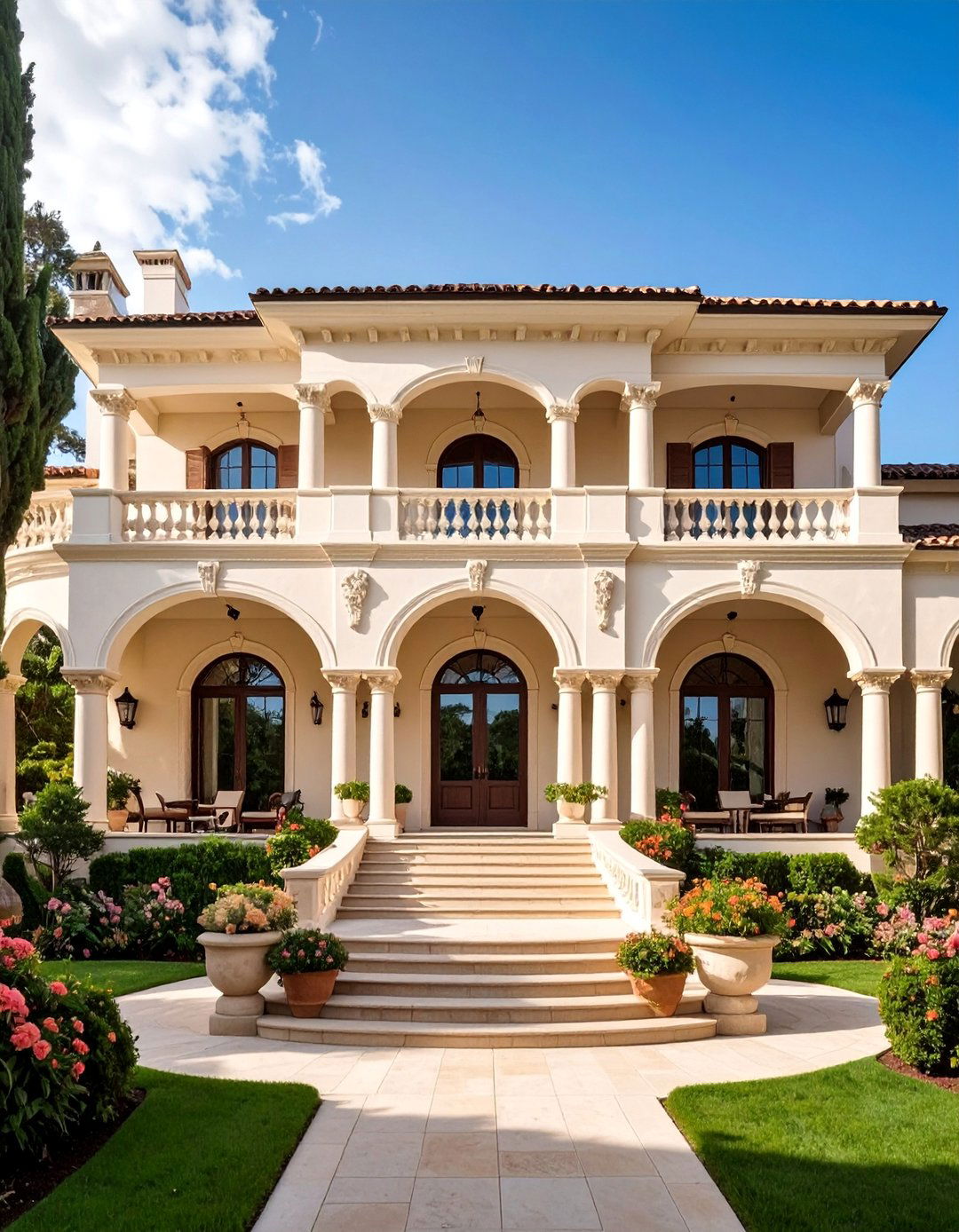 Italianate Villa with Arched Windows - 25 Aesthetic House Exterior Ideas