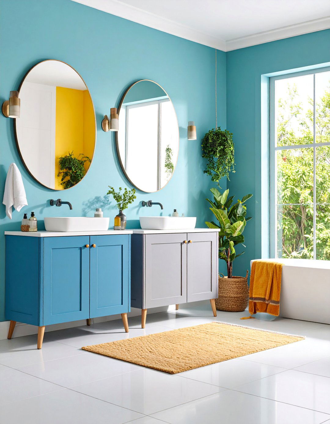 Jack and Jill Bathroom with Color Coded Personal Zones - 25 Jack and Jill Bathroom Ideas
