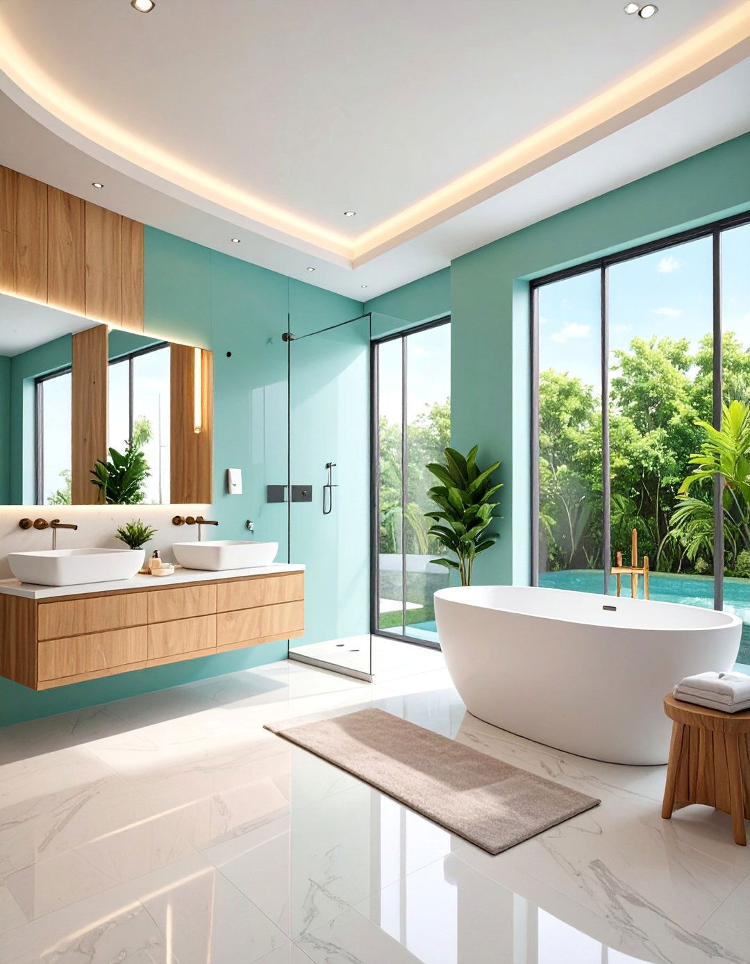Jack and Jill Bathroom with Floating Fixtures Design - 25 Jack and Jill Bathroom Ideas