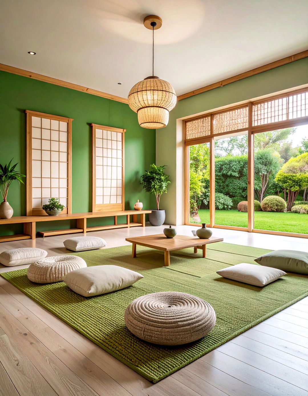 Jade Green Asian Inspired Meditation Room - 25 Dark Green Accent Wall Ideas