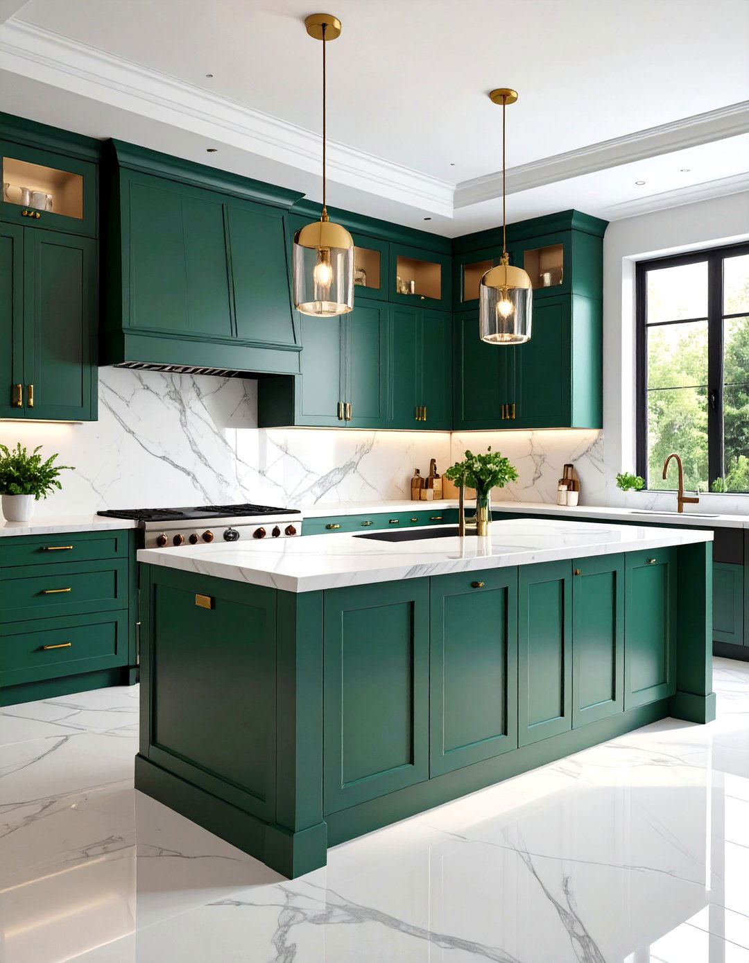 Jade Green Kitchen with Black Iron Hardware - 25 Colorful Kitchen Ideas
