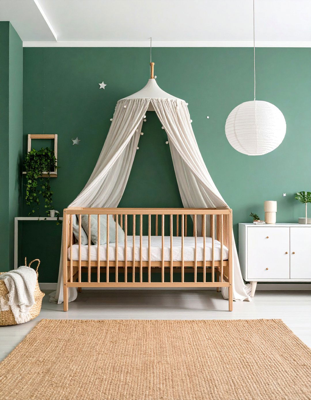 Jade Green Nursery with Zen Minimalist Calm - 25 Green Nursery Ideas