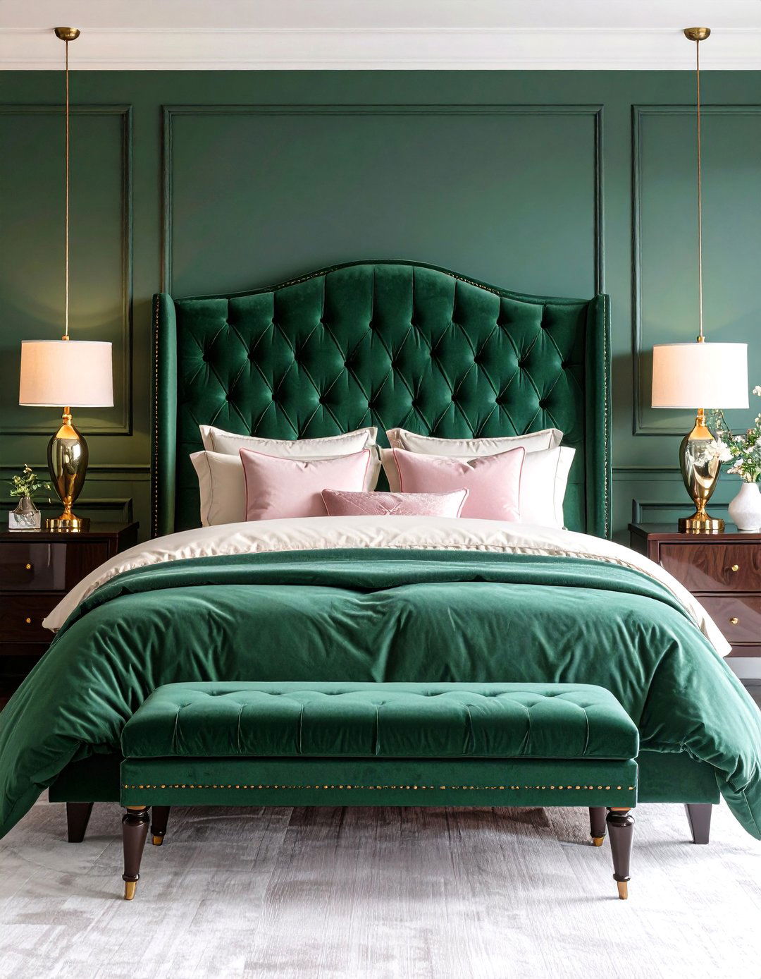 Jade Green Tufted Velvet Headboard - 25 Jade Green Bedroom Ideas