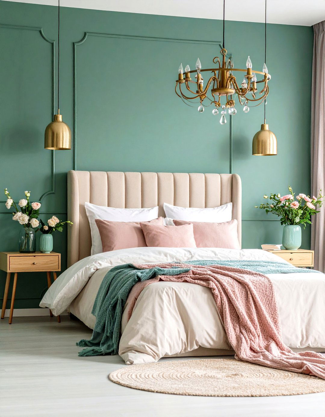 Jade Green and Blush Pink Romance - 25 Jade Green Bedroom Ideas