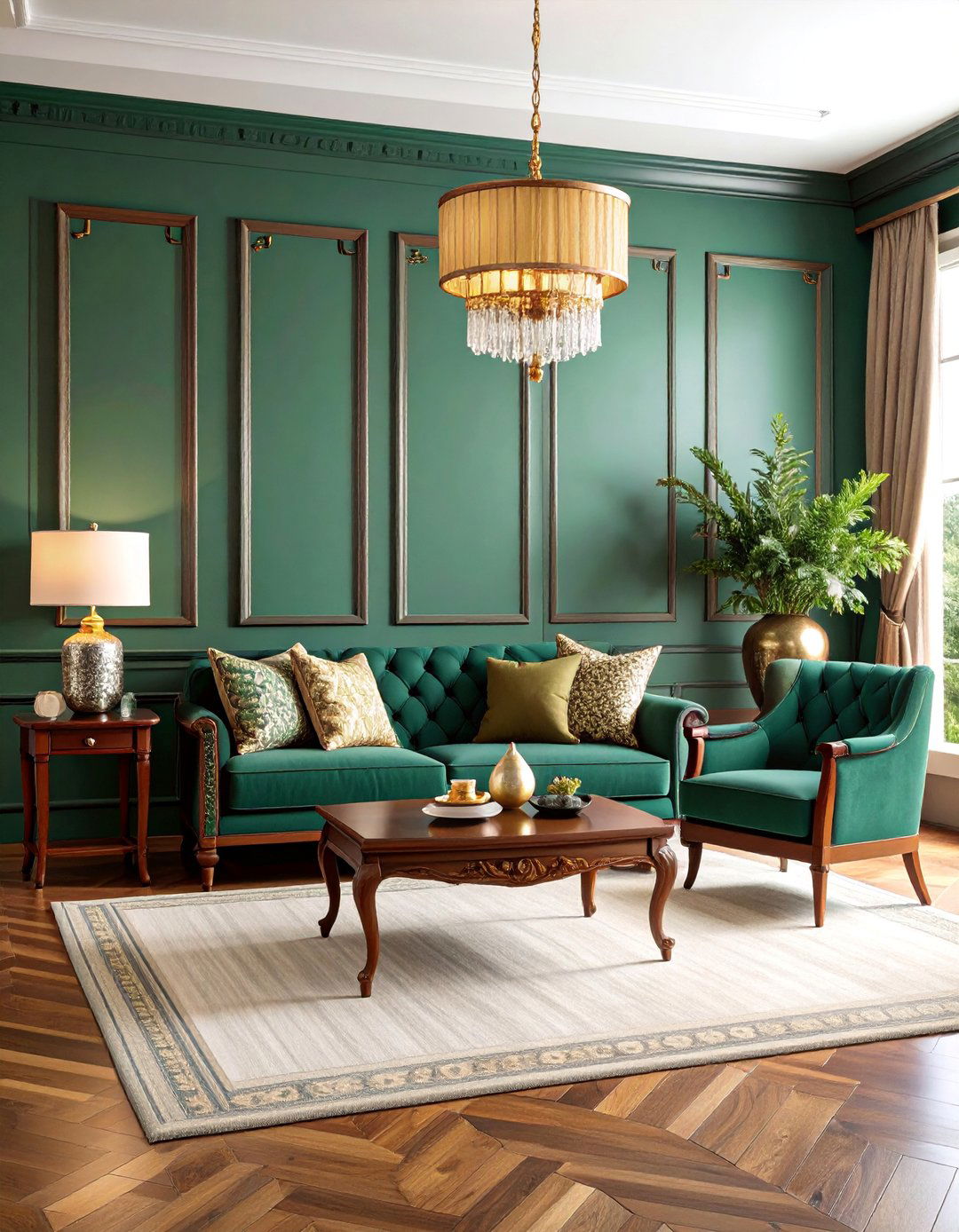 Jade Green and Mahogany Living Room - 25 Chinoiserie Living Room Ideas