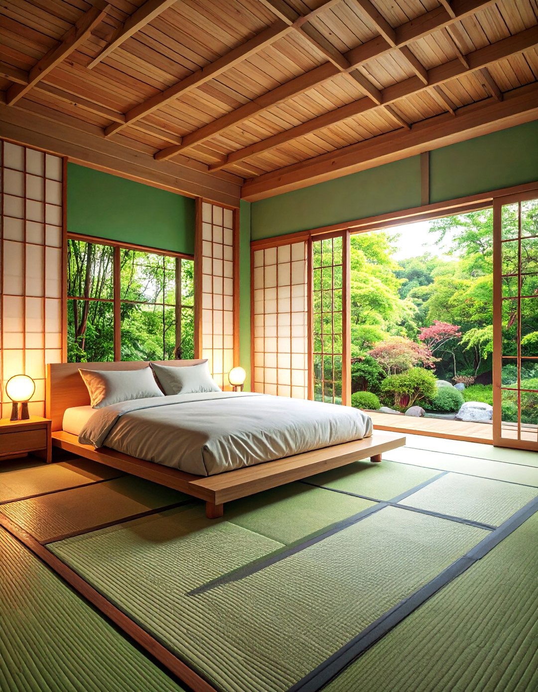 Japandi Grey and White Bedroom with Zen Elements - 25 Grey and White Bedroom Ideas