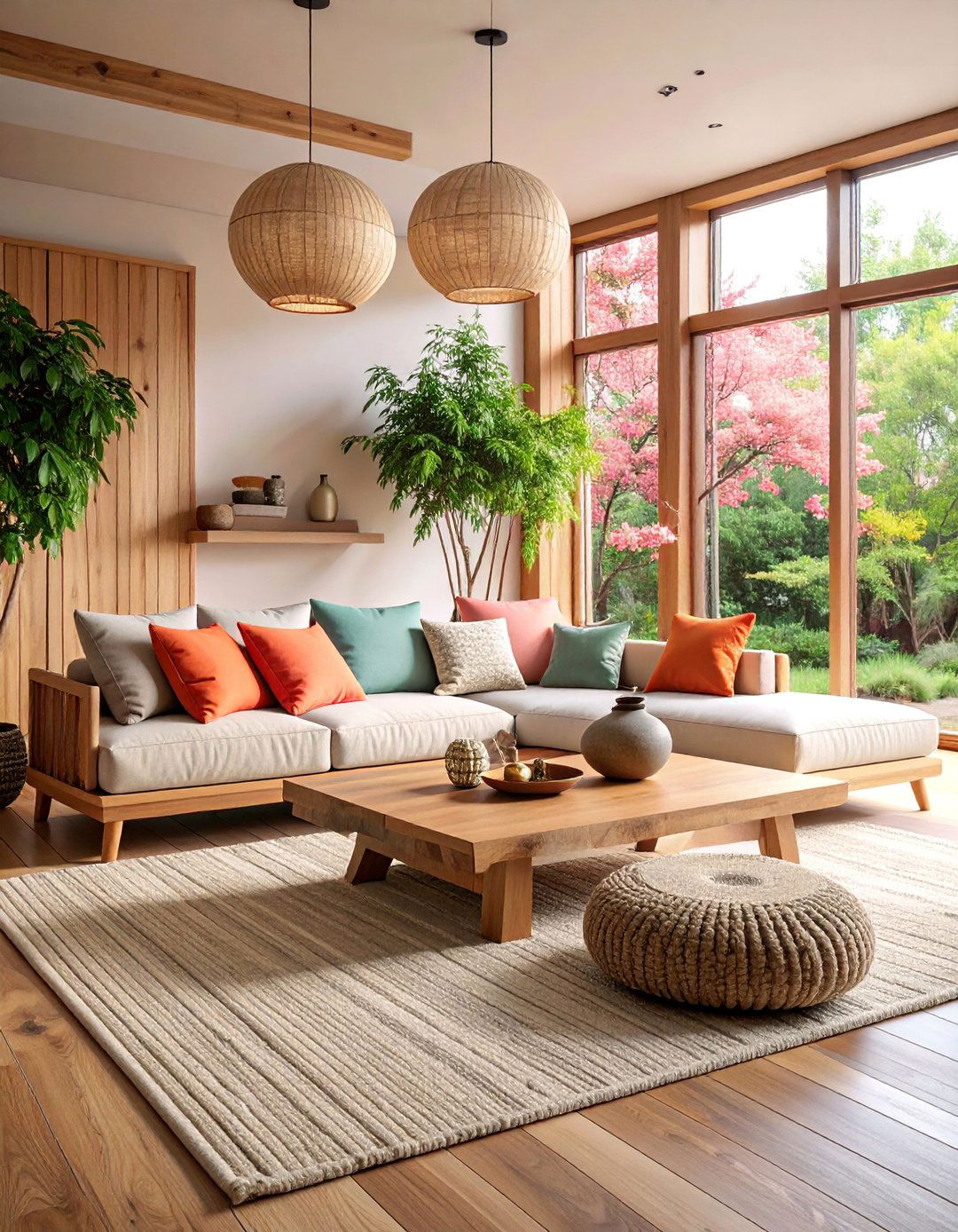 Japandi Living Room with Textured Elements - 25 Japanese Interior Design Ideas