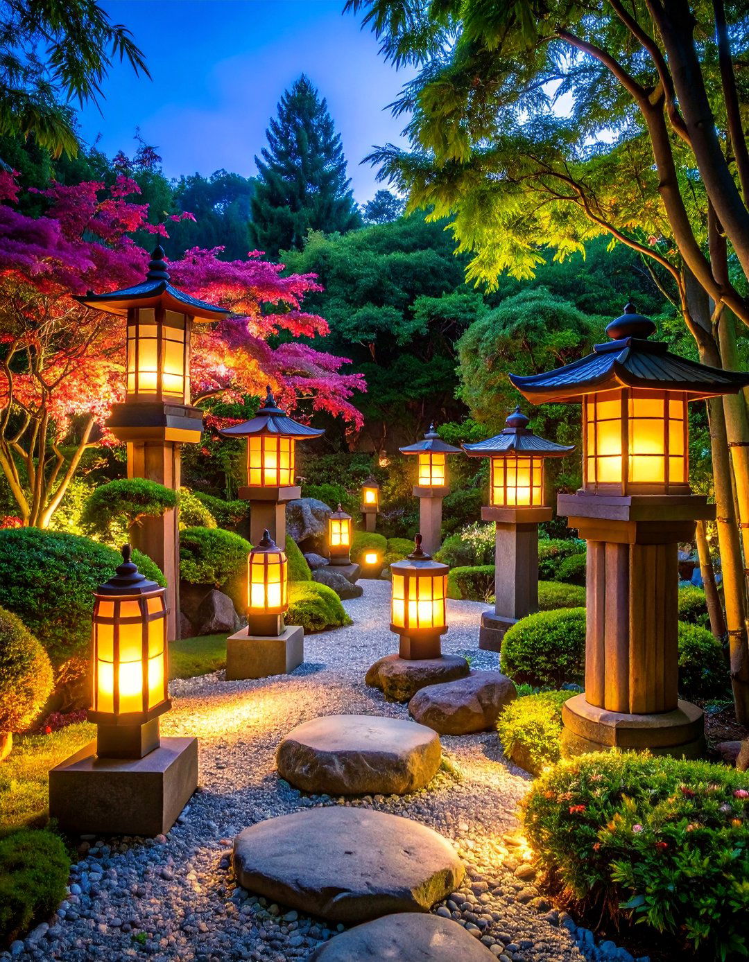 Japanese Garden Tranquility with Subtle Accent Lighting - 25 Landscape Lighting Ideas