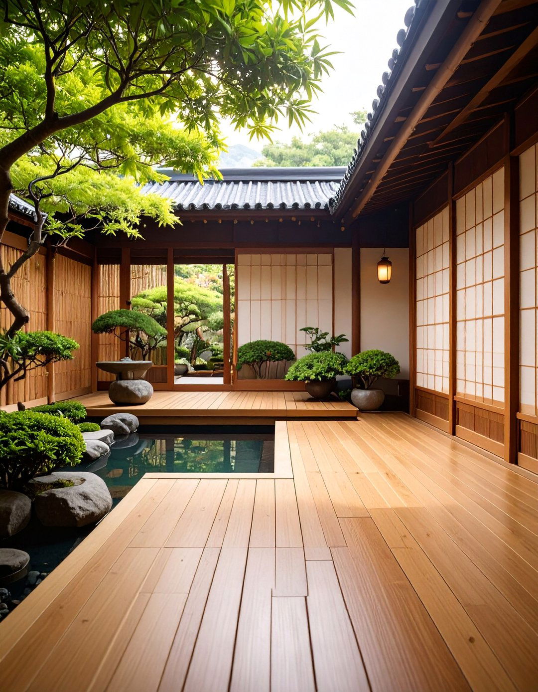 Japanese Inspired Courtyard with Timber Elements - 25 Modern Small Garden Ideas
