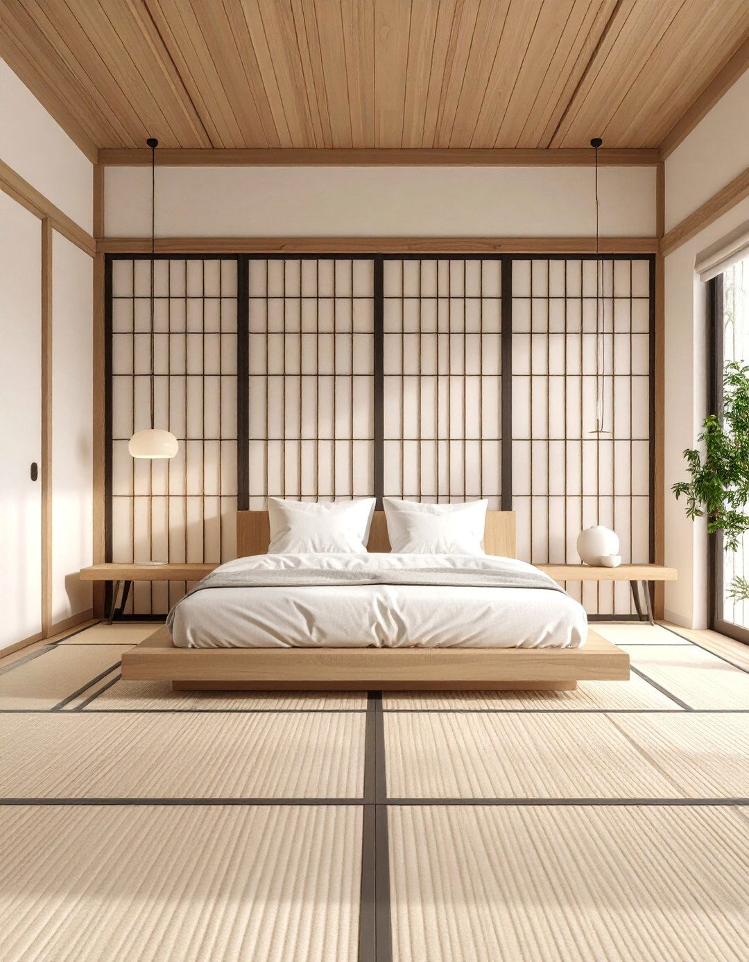 Japanese Inspired Cream and Black Bedroom - 25 Cream and Black Bedroom Ideas