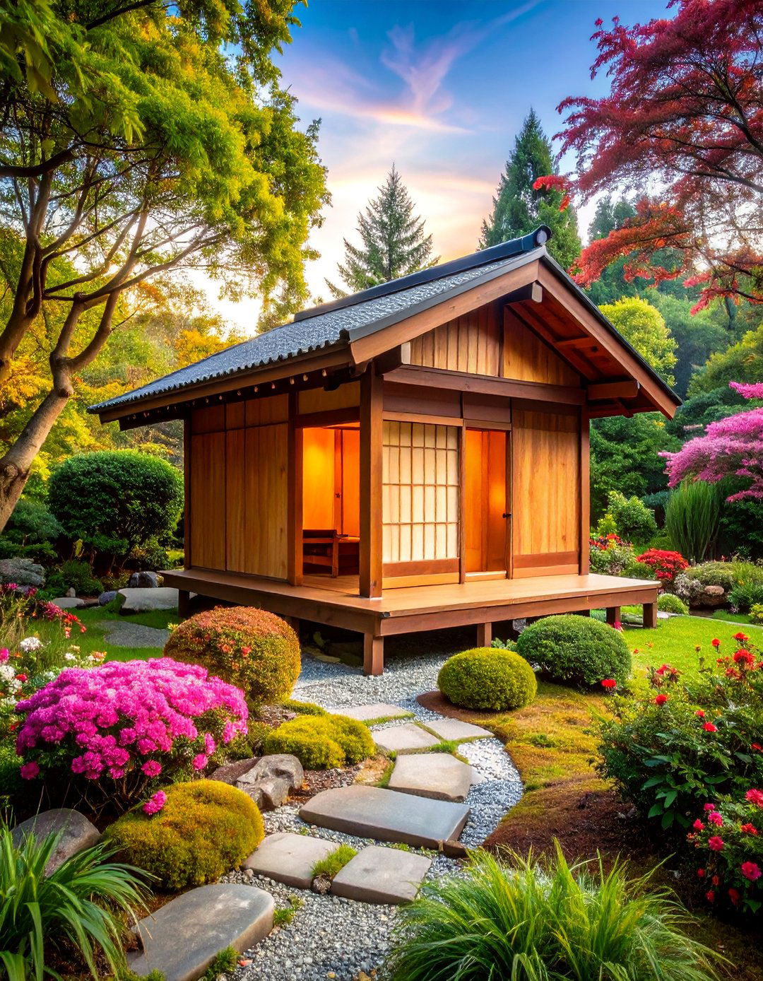 Japanese Inspired Garden Shed with Natural Materials - 25 Garden Shed Ideas