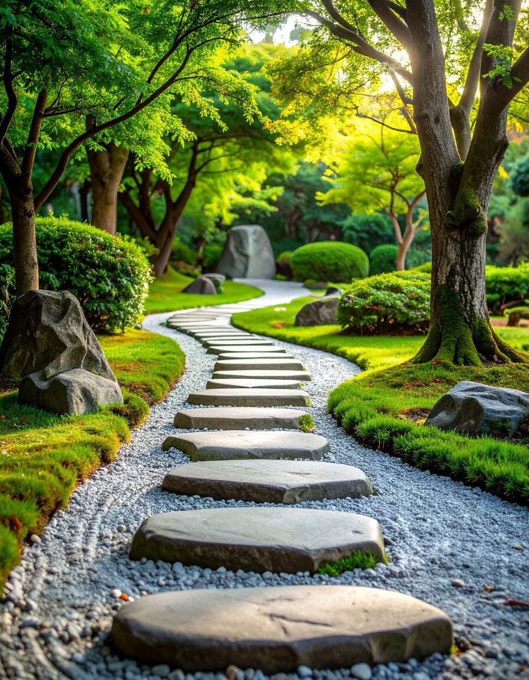Japanese Inspired Stone Garden Path - 25 Stone Walkway Ideas