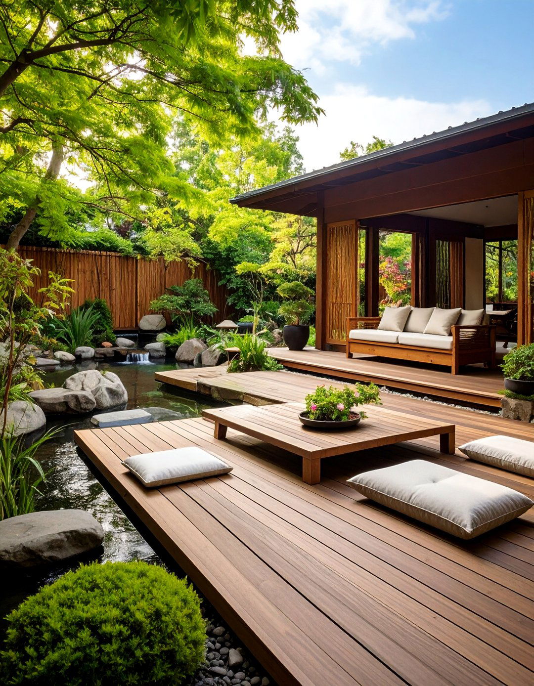 Japanese Inspired Zen Deck with Peaceful Elements - 25 Deck Decorating Ideas