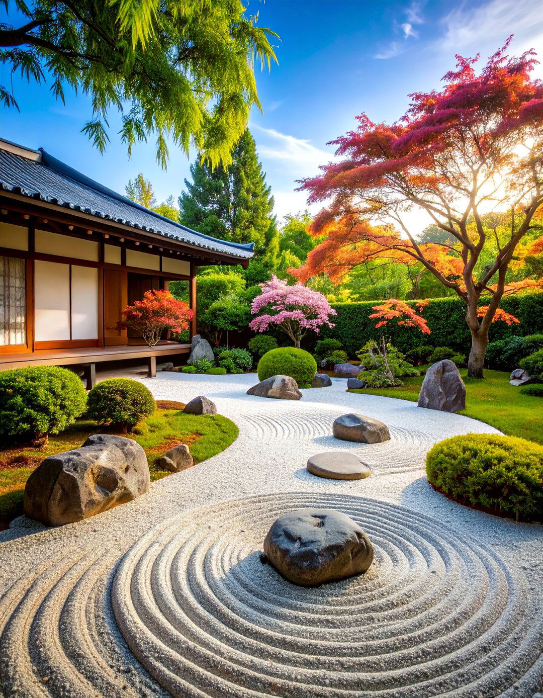 Japanese Inspired Zen Garden with Stone Elements