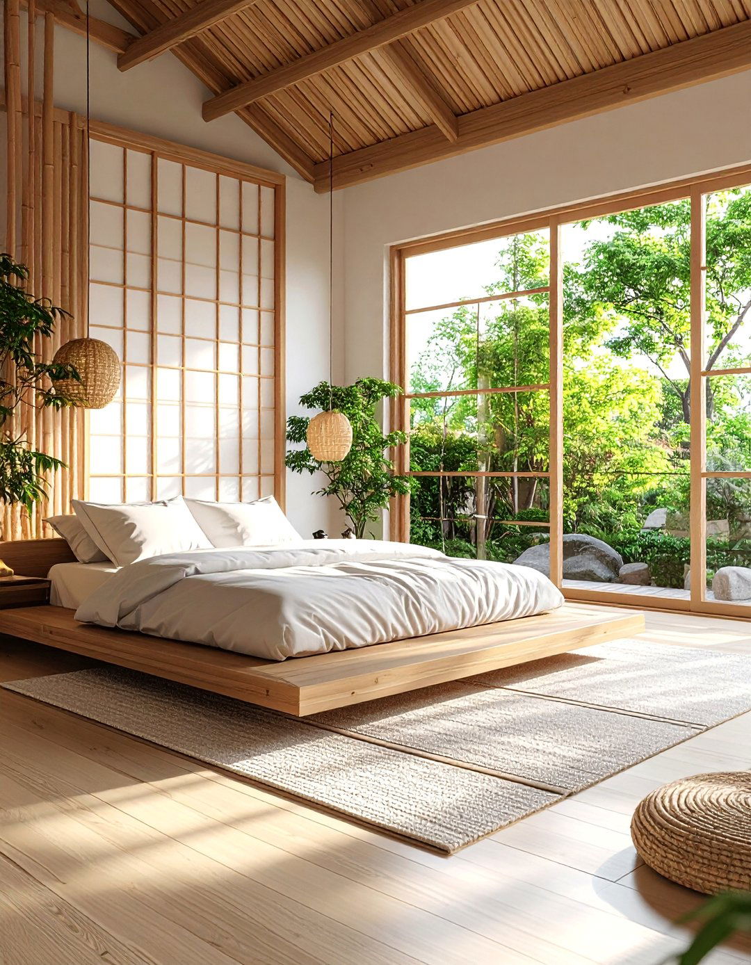 Japanese Inspired Zen Loft Bedroom with Natural Elements - 25 Loft Bedroom Ideas