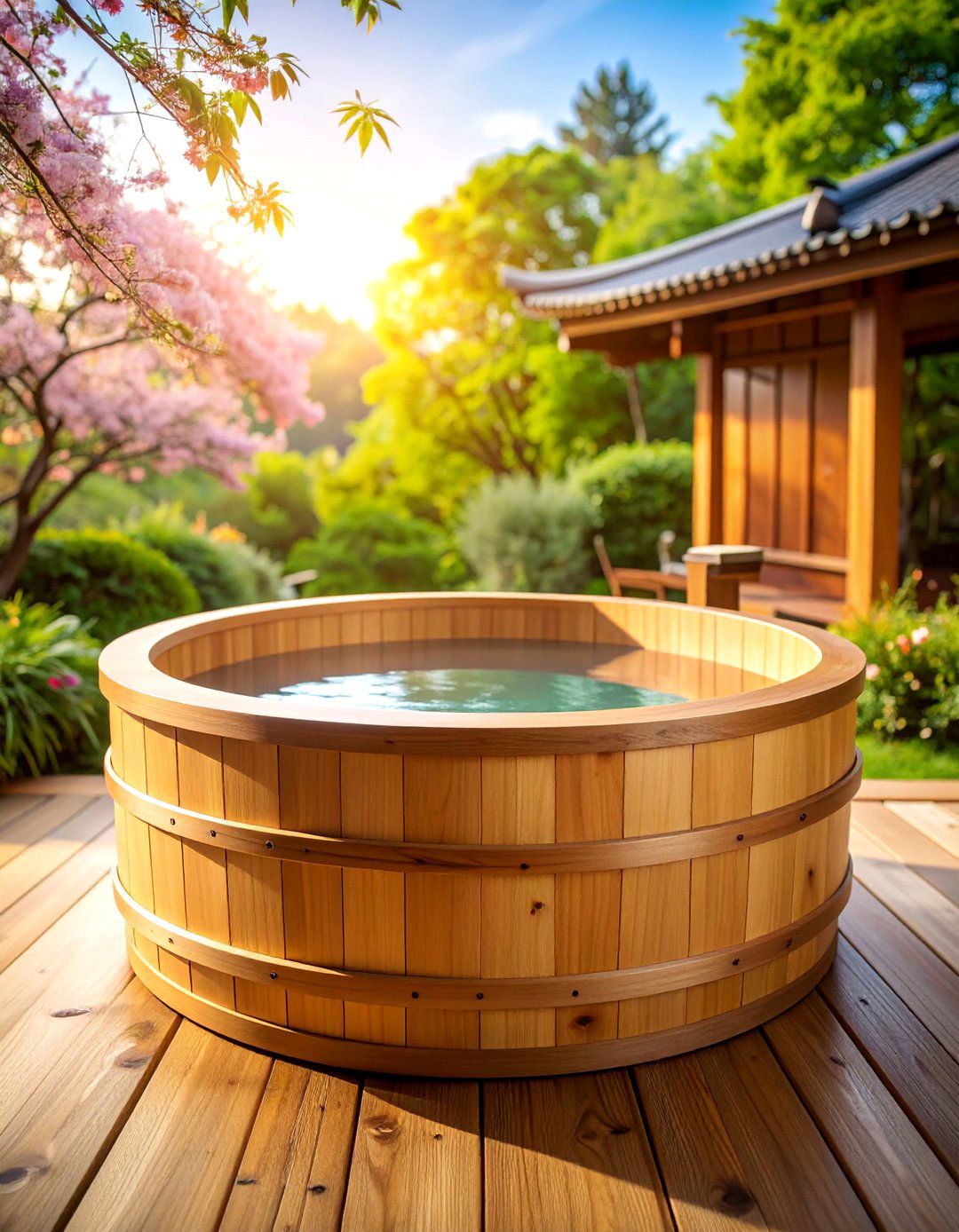 Japanese Ofuro Cedar Soaking Tub - 25 Outdoor Bathtub Ideas