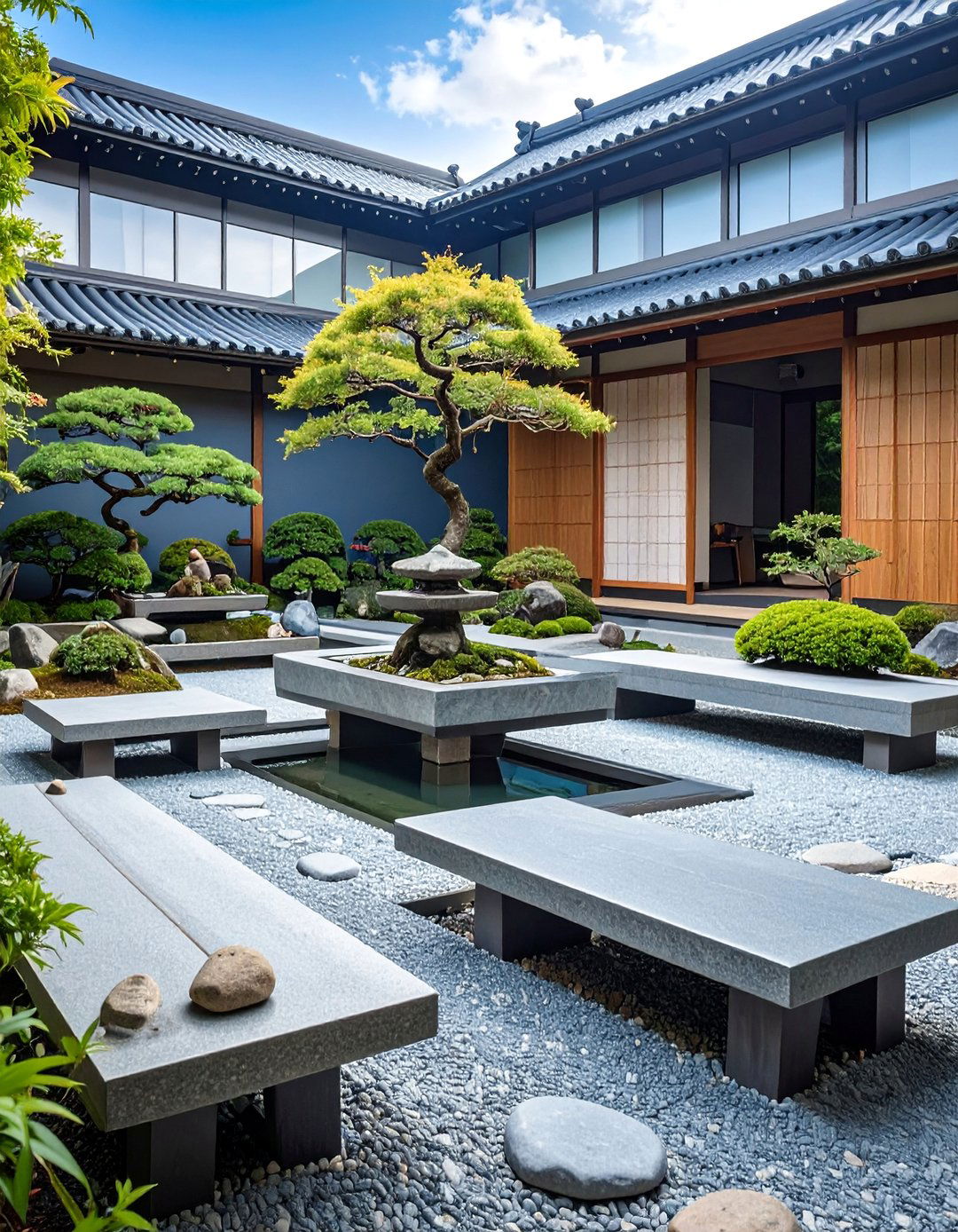 Japanese Style Courtyard Bonsai Nursery Garden - 25 Nursery Garden Ideas