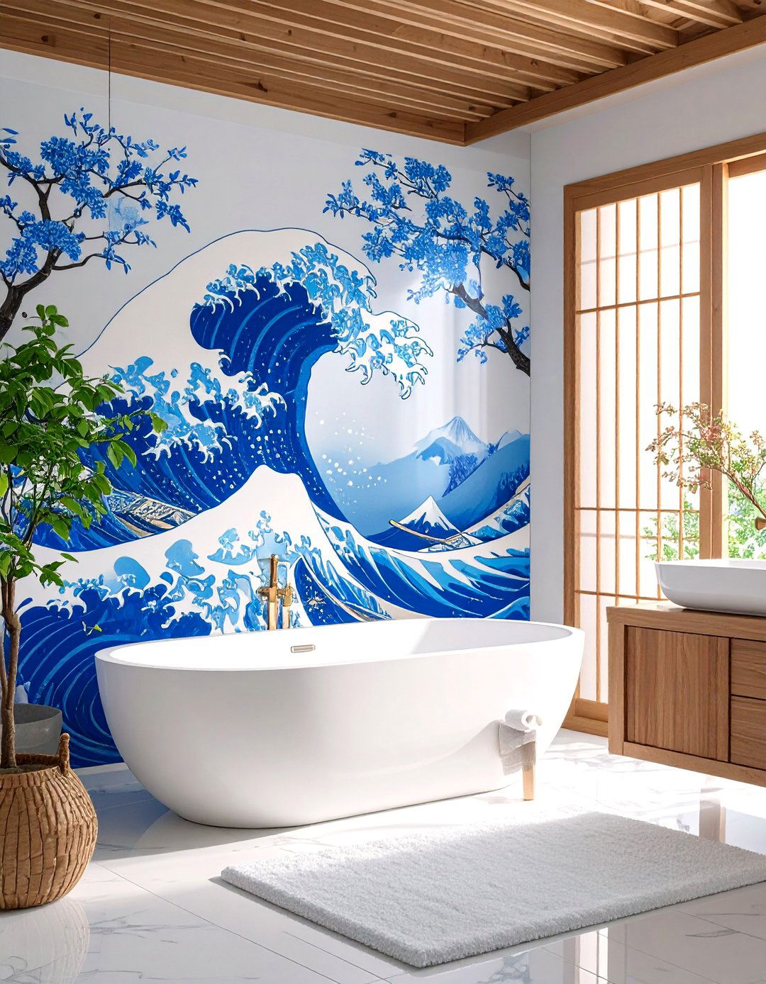 Japanese Wave Pattern Inspiration - 25 Mirror Painting Ideas