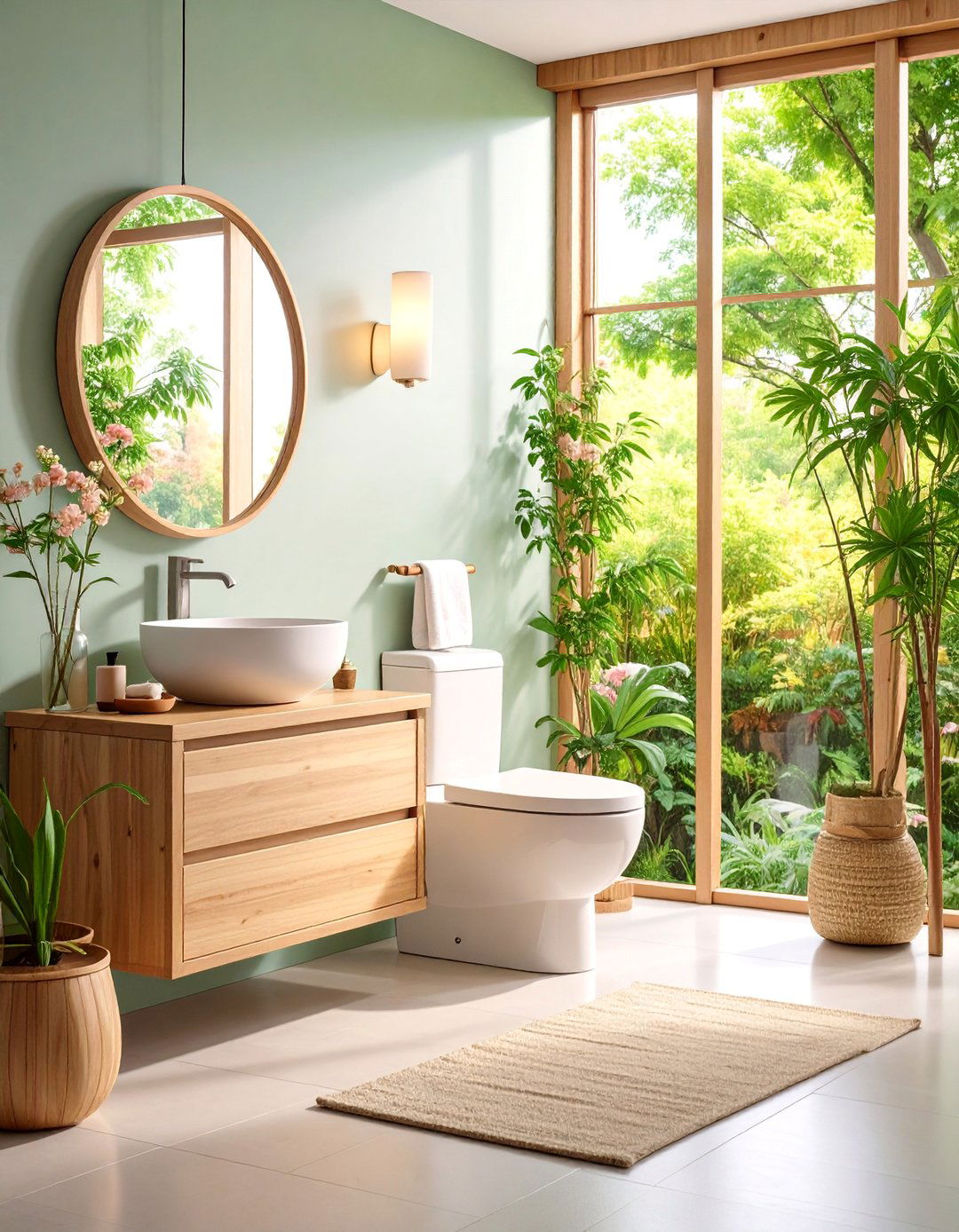 Japanese Zen Downstairs Toilet with Natural Elements - 25 Downstairs Toilet Ideas