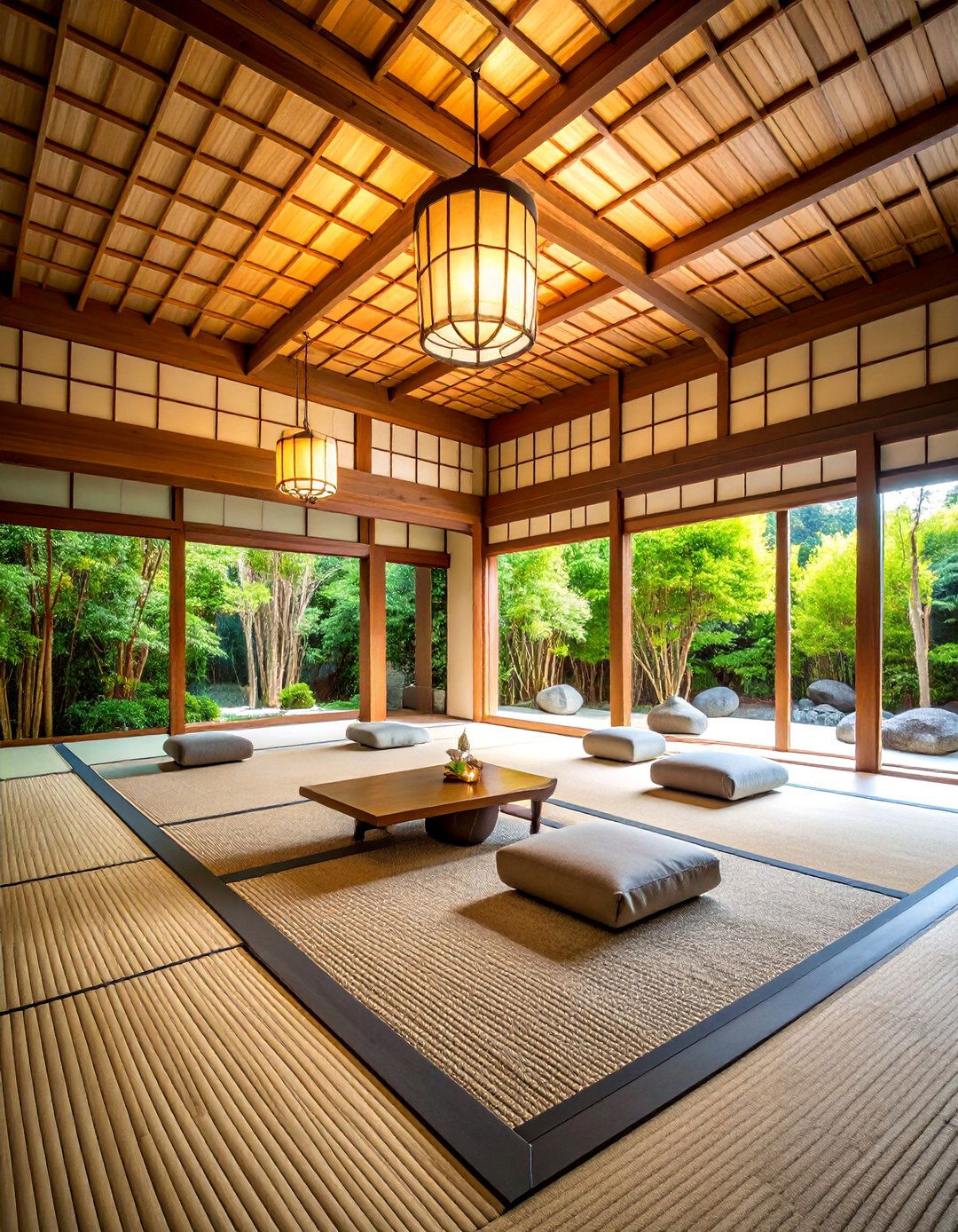 Japanese Zen Garden Ceiling Mural with Bamboo and Stone Elements - 25 Ceiling Murals