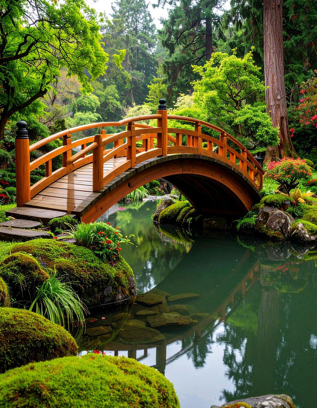 Japanese Zen Garden Duck Pond with Bridge Element - 25 Duck Pond Ideas