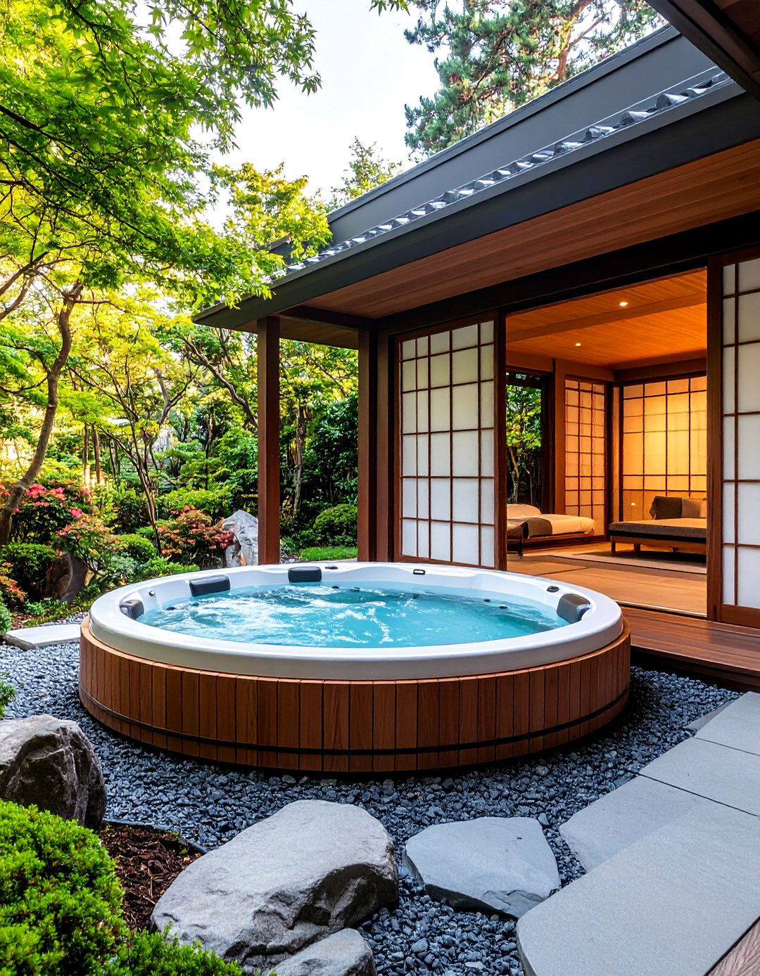 Japanese Zen Garden Enclosure - 25 Hot Tub Enclosure Ideas