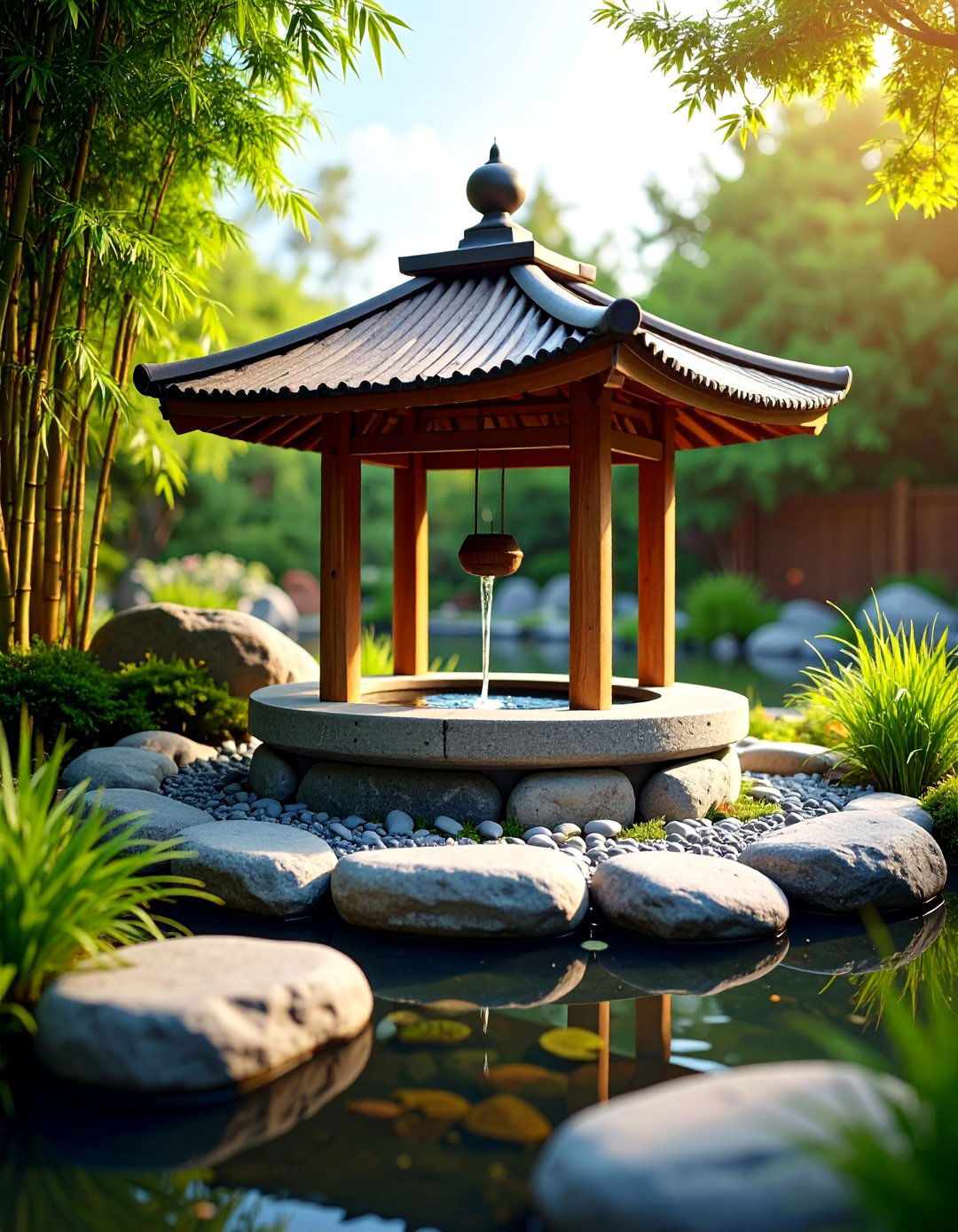 Japanese Zen Garden Wishing Well - 25 Outdoor Wishing Well Garden Ideas
