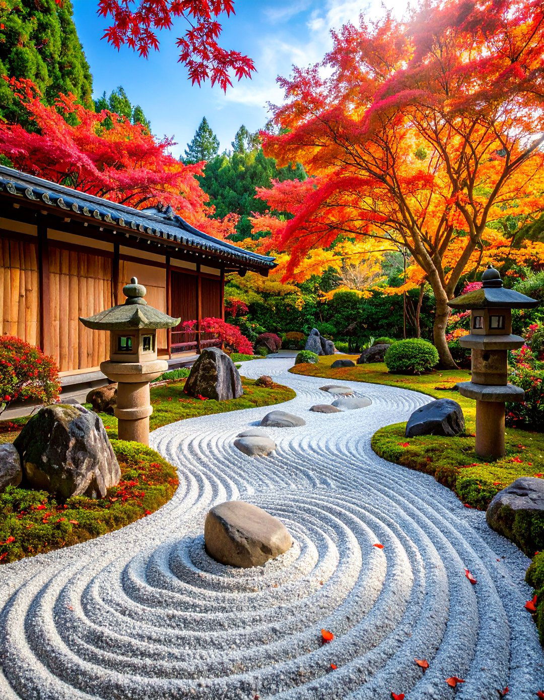 Japanese Zen Garden with Raked Gravel - 25 Formal Garden Ideas