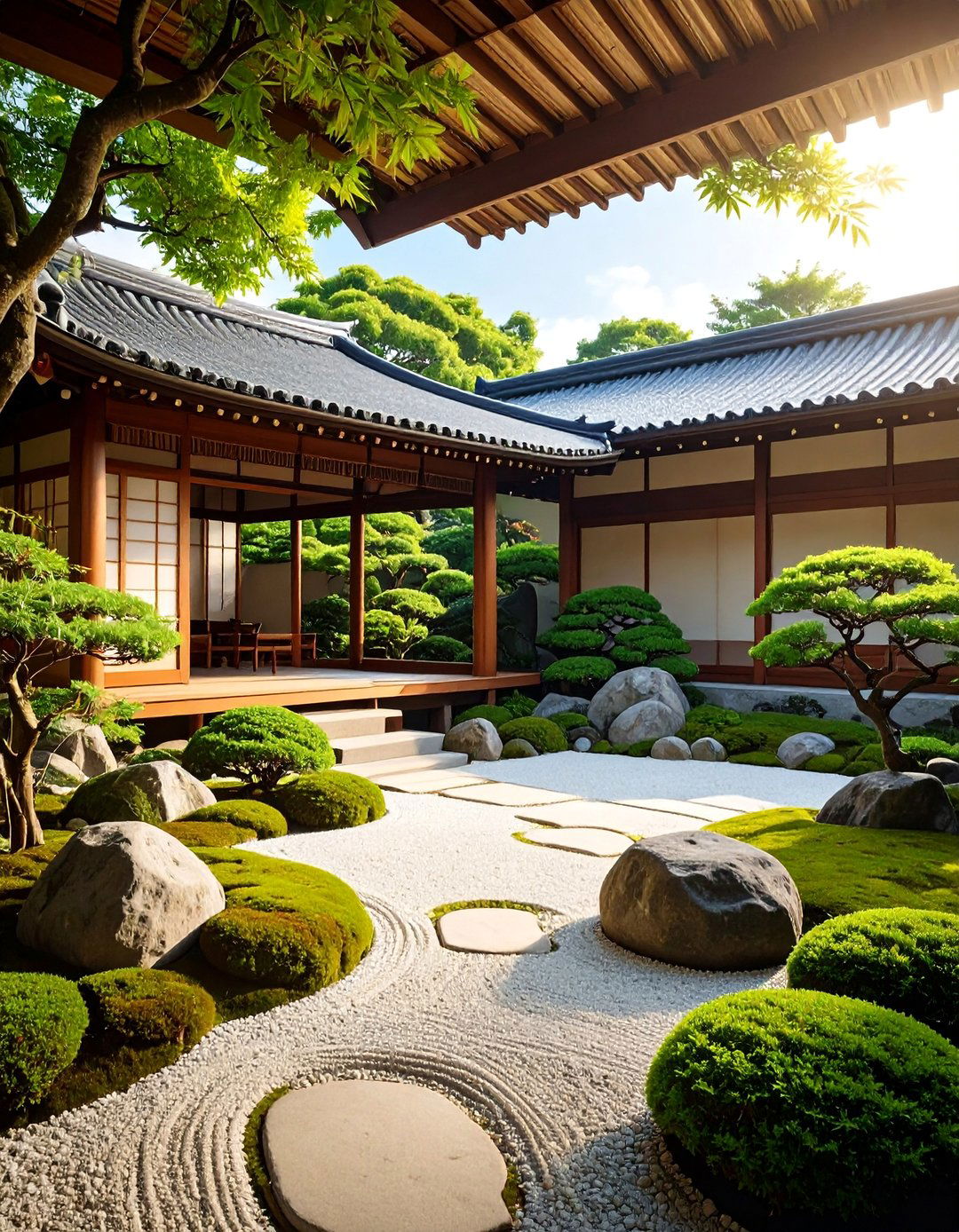 Japanese Zen Garden with Water Features - 25 Outdoor Living Space Ideas