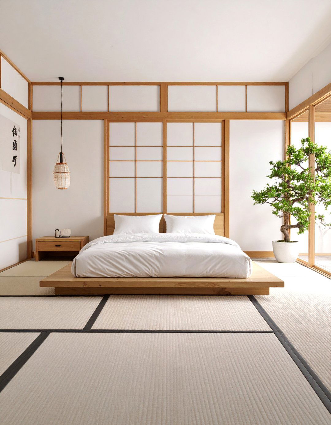Japanese Zen Minimalist Bedroom with Tatami Flooring - 25 Asian Bedroom Ideas